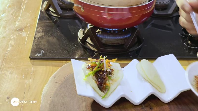 Bao Buns with mushroom and aubergine filling 